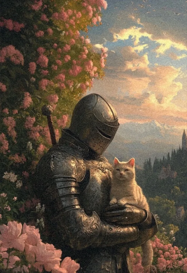 Рыцарь и белый кот
